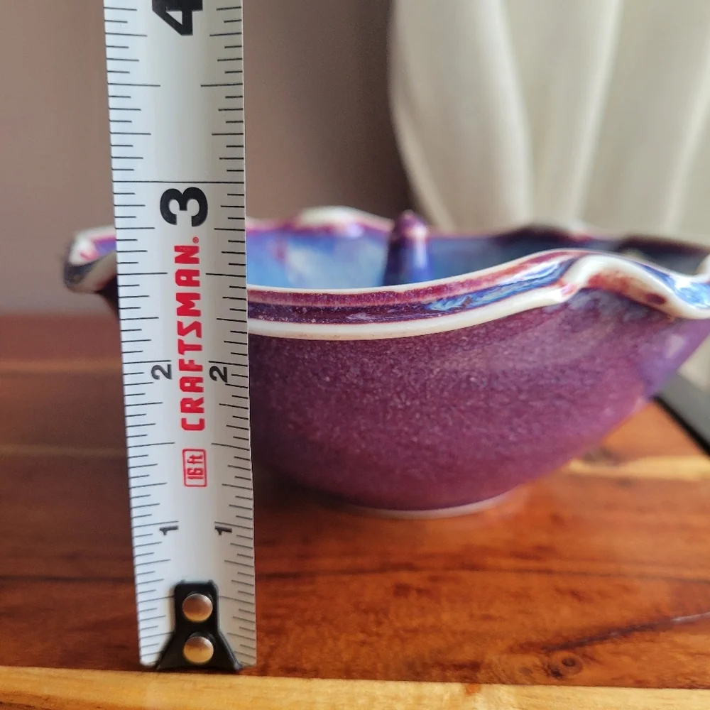 Vintage Ceramic Annapolis Pottery Apple Baker Blue Purple Glazed Dish Rare New